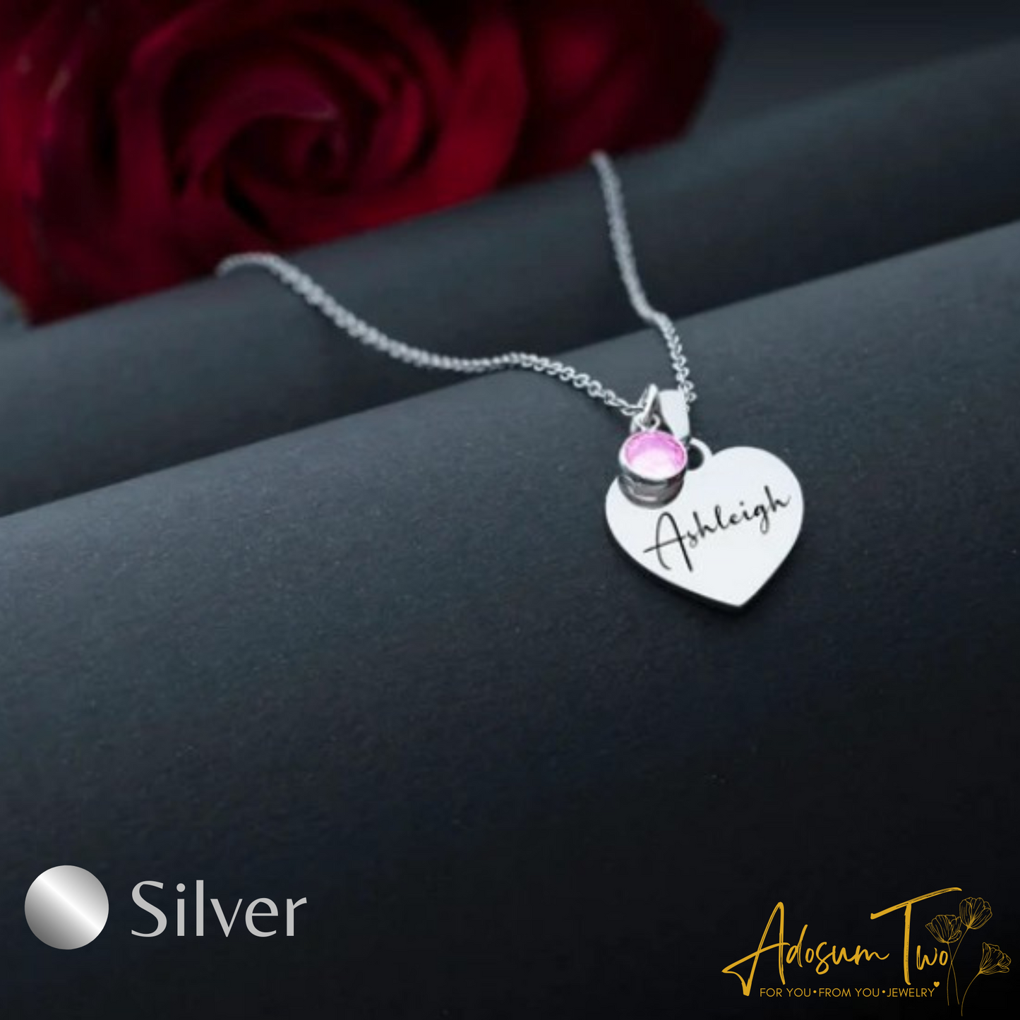 Custom Personalized Birthstone Name Engraved Necklace