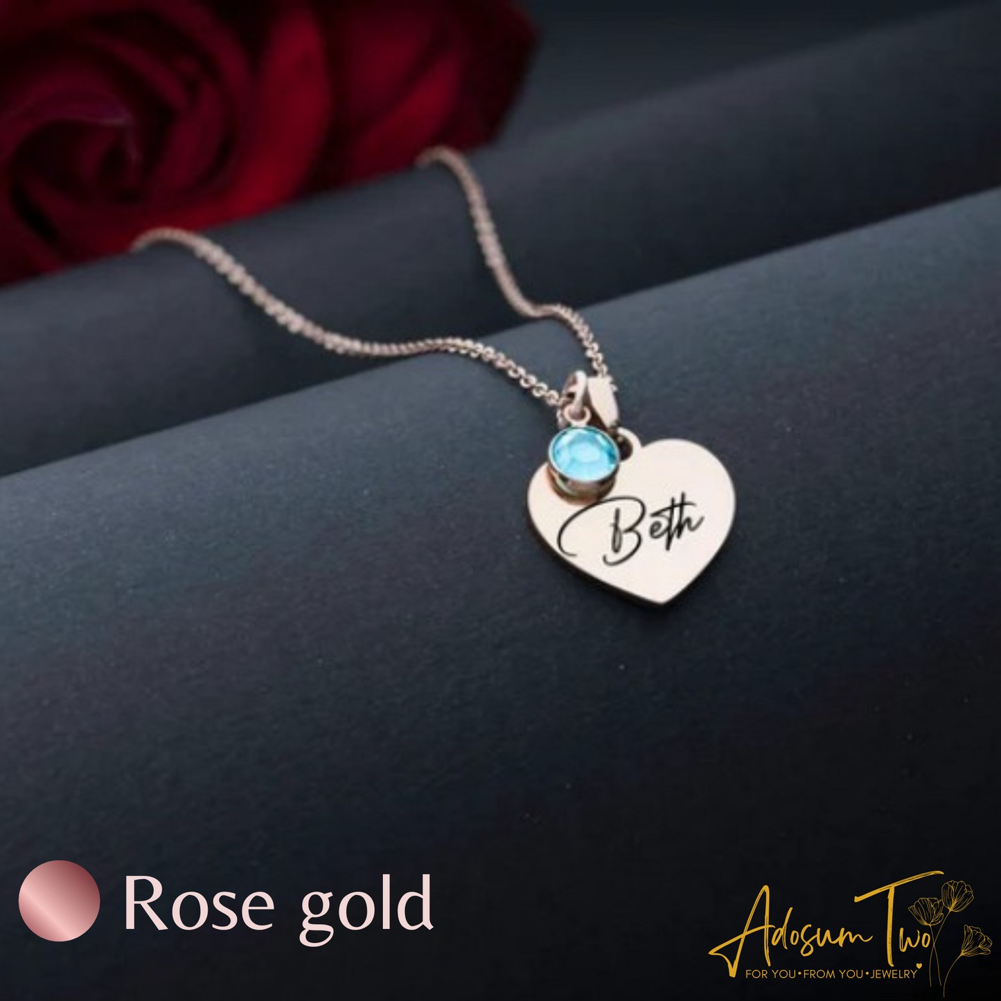 Custom Personalized Birthstone Name Engraved Necklace