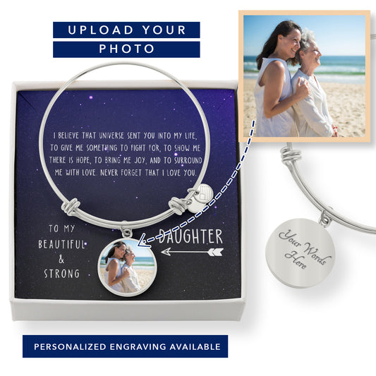 To My Daughter | Bracelet | Personal engarving & uploading photo