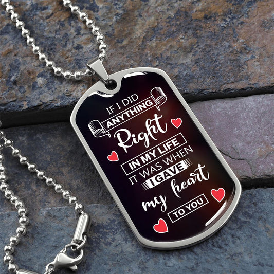 To My Soulmate Chain - Graphical Dog Tag & Ball chain (steel)