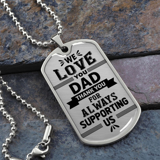 Love You Dad - Graphical Dog Tag & Ball chain