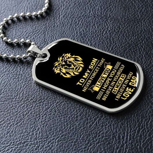 To My Son - Graphical Dog Tag & Ball chain (steel)
