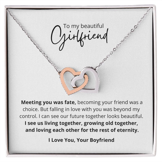 To My Girlfriend I Interlocking Hearts I Necklace