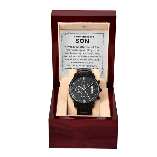 To Our Son | Black Chronograph Watch